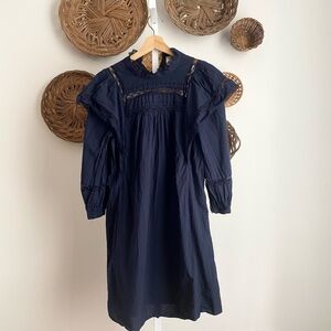 Maeve Navy Lace Trimmed Shift Dress